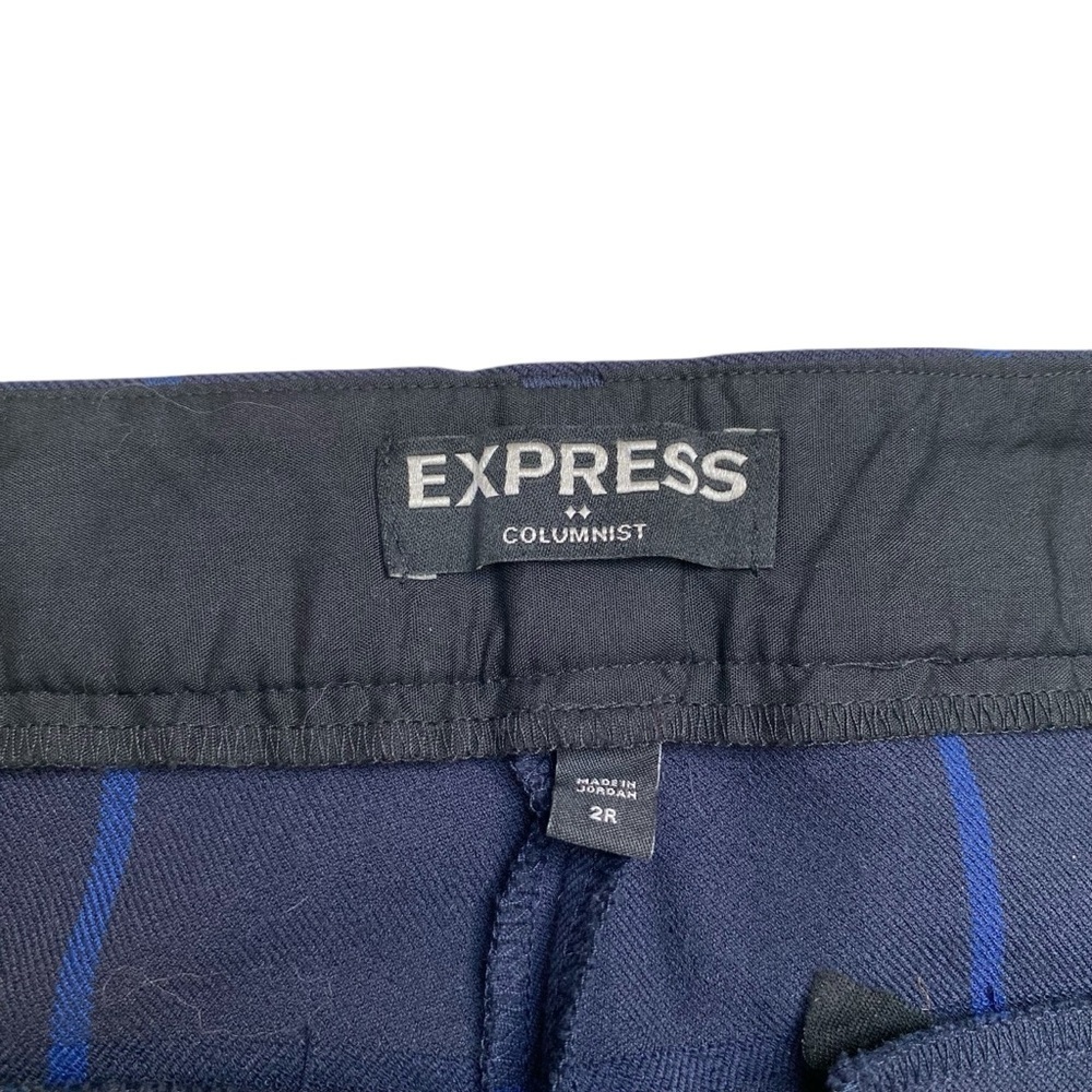 Express Columnist Windowpane Plaid Dress Pants Blue Bootcut Size 2R - Picture 7 of 9